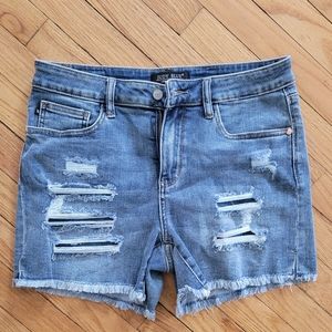 Judy Blue Denim Patch Cutoff Shorts